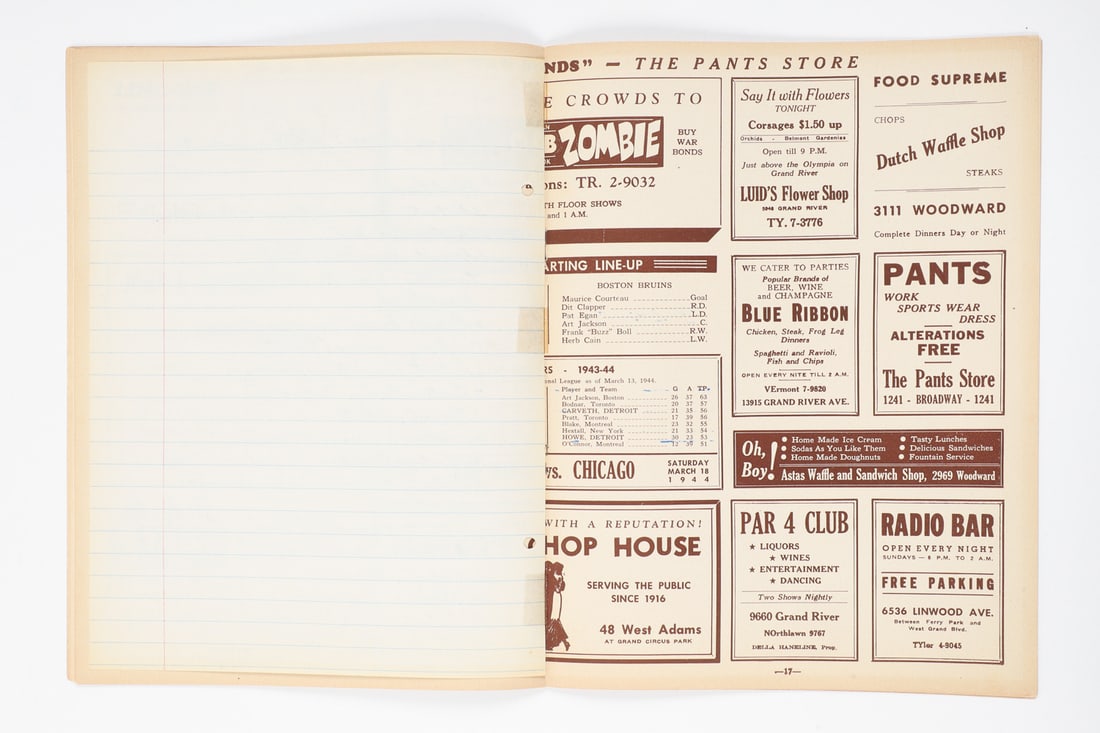 March 16, 1944 Olympia Detroit Red Wings Team Signed Program (3 Hat-tricks) - 6