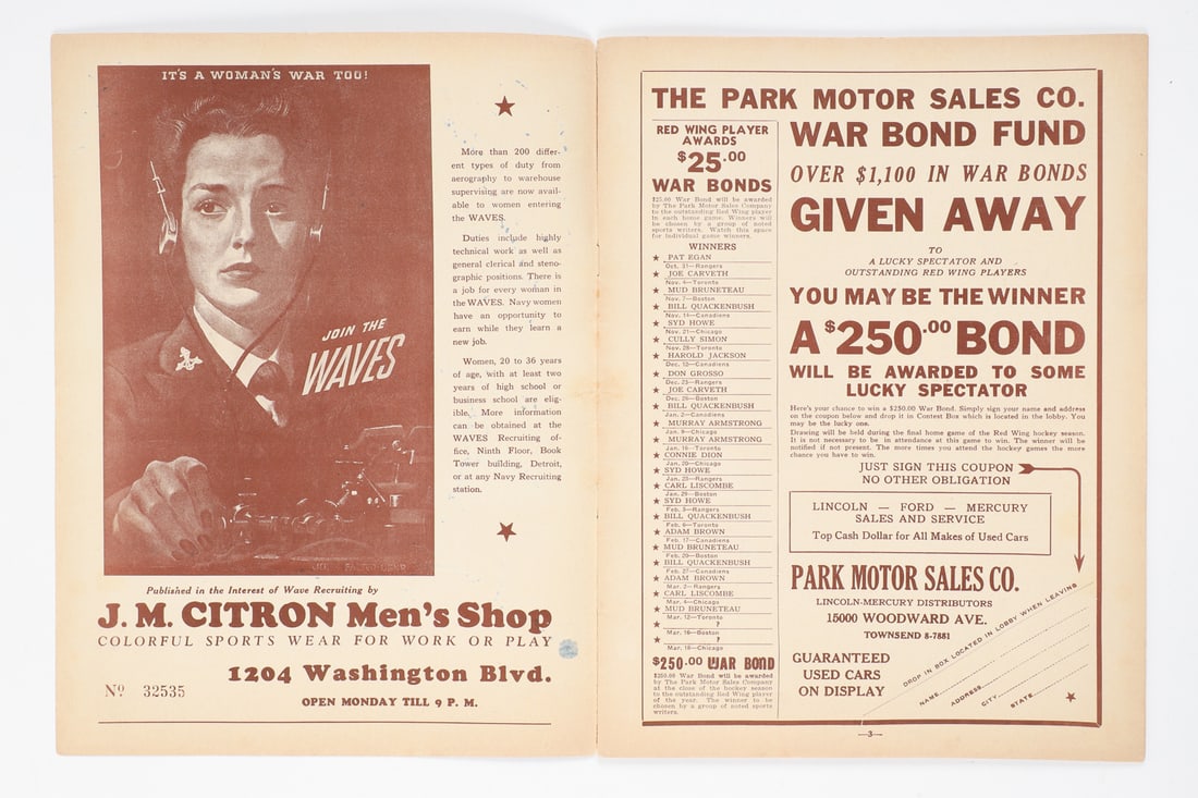 March 16, 1944 Olympia Detroit Red Wings Team Signed Program (3 Hat-tricks) - 7