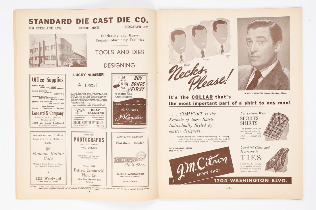 March 16, 1944 Olympia Detroit Red Wings Team Signed Program (3 Hat-tricks) - 8