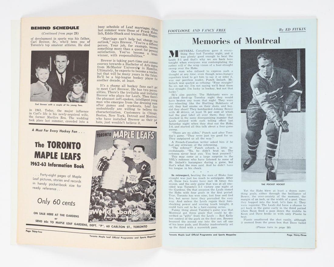 1963 Playoff Semi Final Game 1 and 5 Toronto Maple Leafs Team Signed Programs - 13