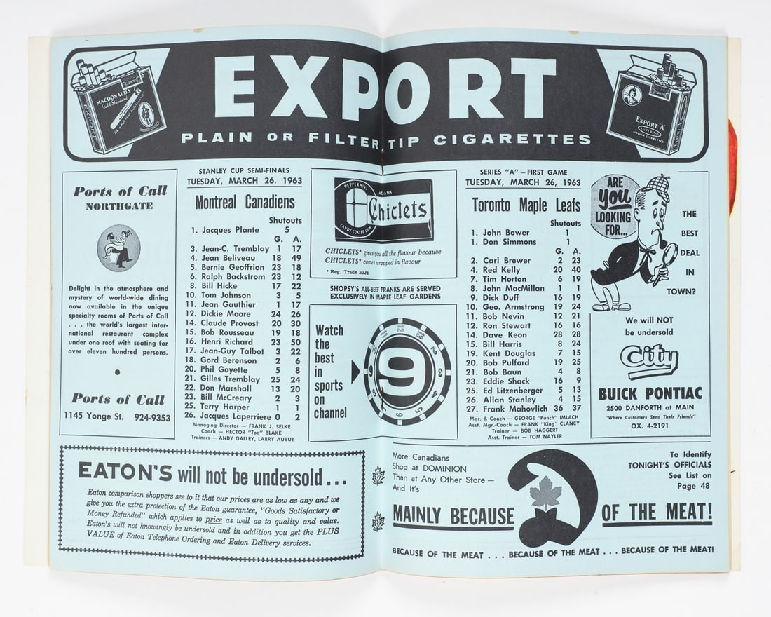 1963 Playoff Semi Final Game 1 and 5 Toronto Maple Leafs Team Signed Programs - 7