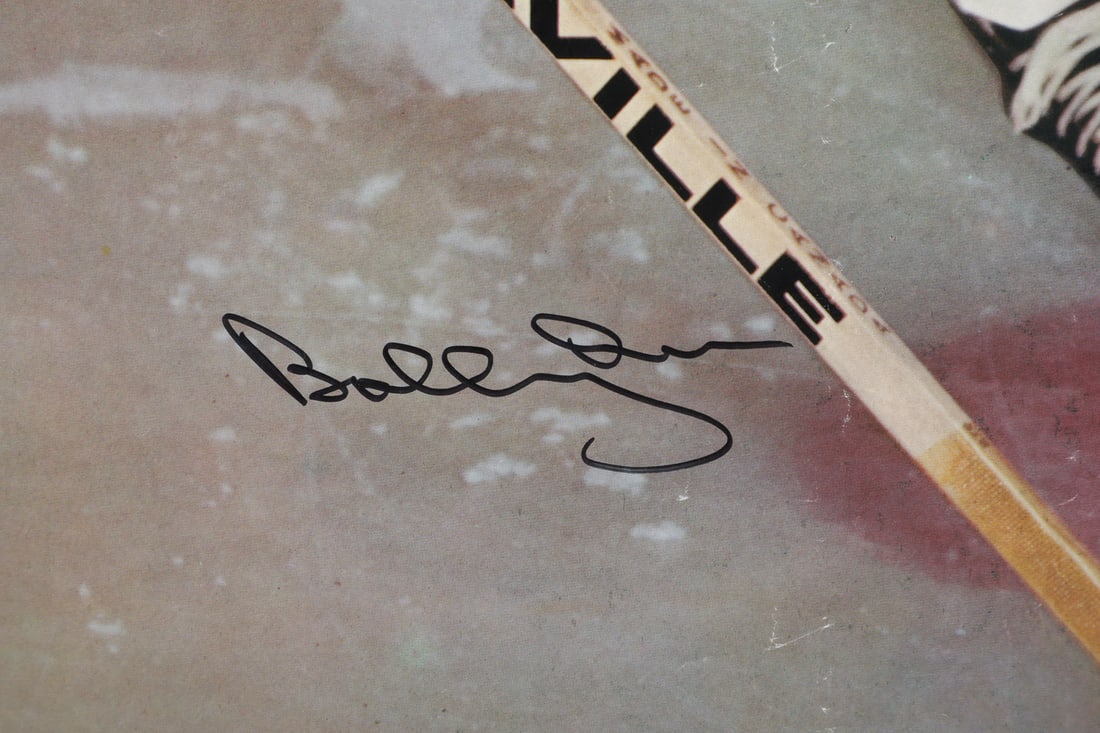 Victoriaville Hockey Stick Poster Ad w/ Bobby Orr Autograph - 2