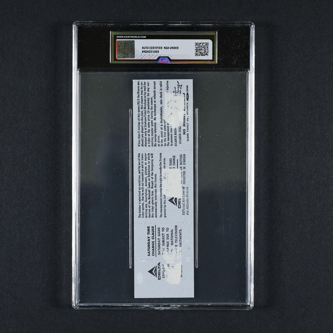 April 8, 1974 Hank Aaron 715th Home Run Signed Ticket (Icert 7.5) - 3