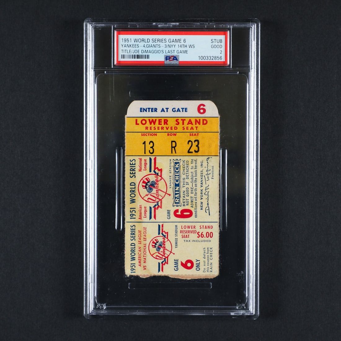 1951 World Series Ticket Stubs PSA-Graded Complete Set (6) - 12