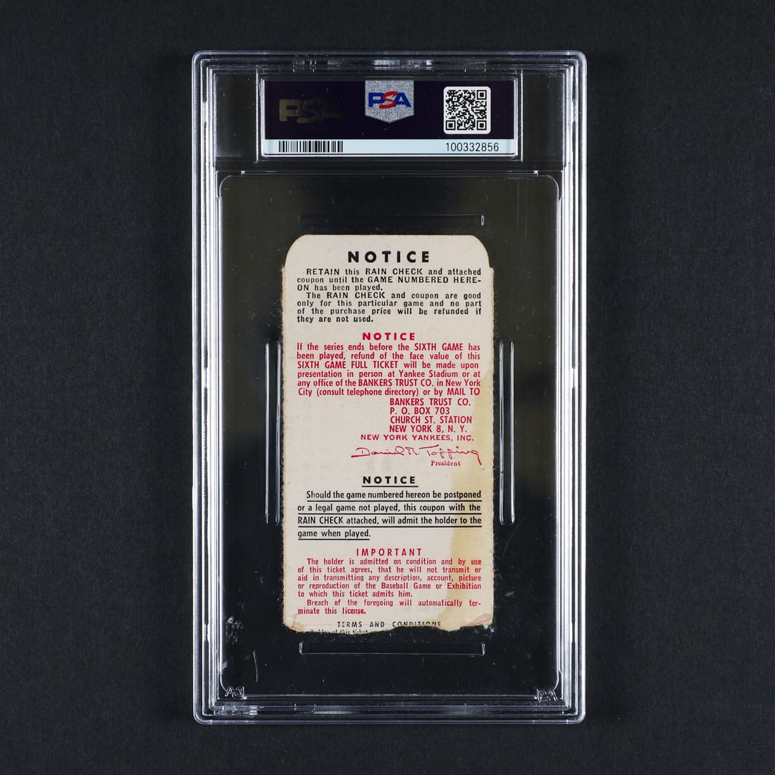 1951 World Series Ticket Stubs PSA-Graded Complete Set (6) - 13