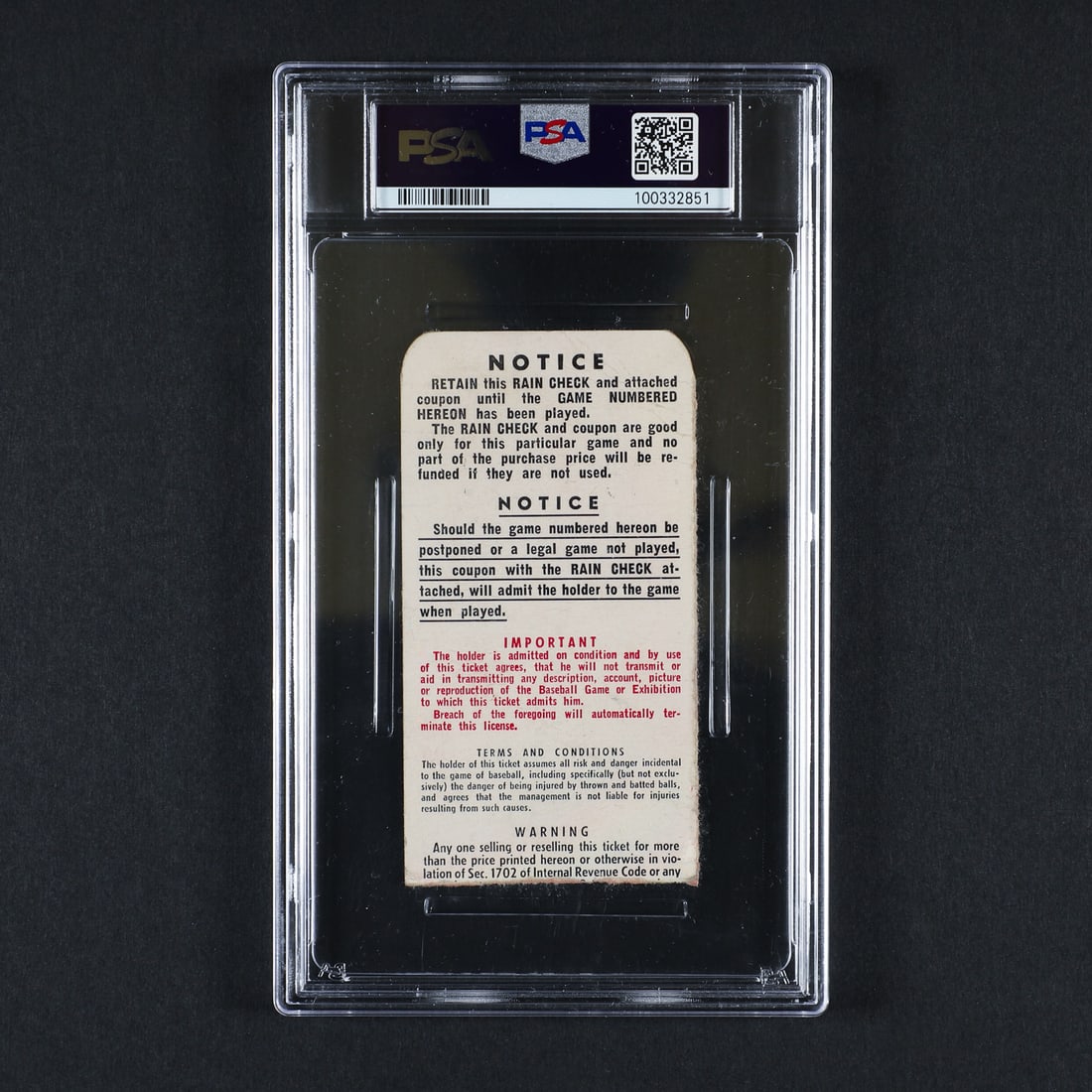 1951 World Series Ticket Stubs PSA-Graded Complete Set (6) - 3