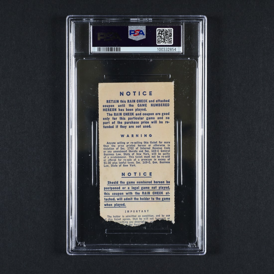 1951 World Series Ticket Stubs PSA-Graded Complete Set (6) - 9