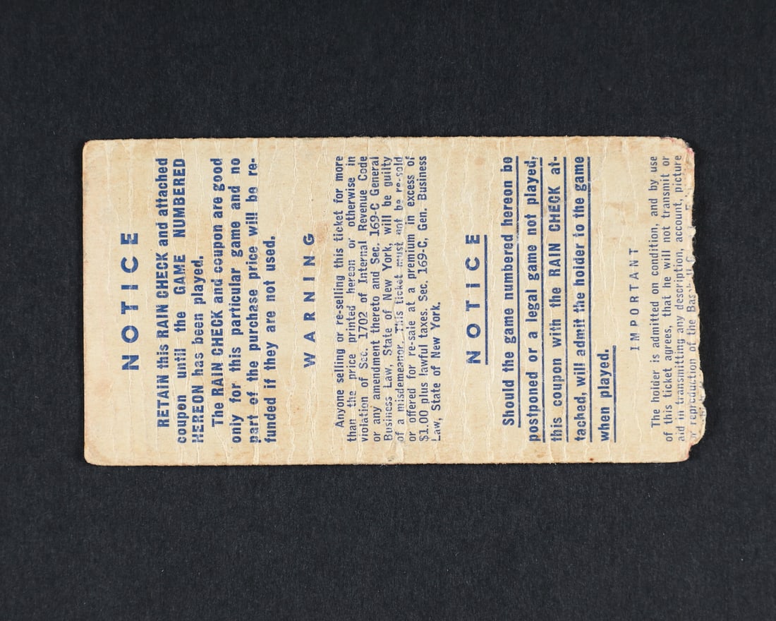 1951 World Series Game 3 (2) and 1956 World Series Game 4 (1) Ticket Stubs - 5