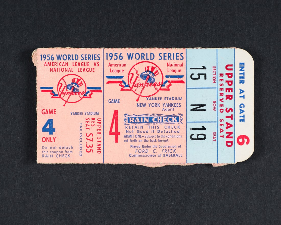 1951 World Series Game 3 (2) and 1956 World Series Game 4 (1) Ticket Stubs - 6