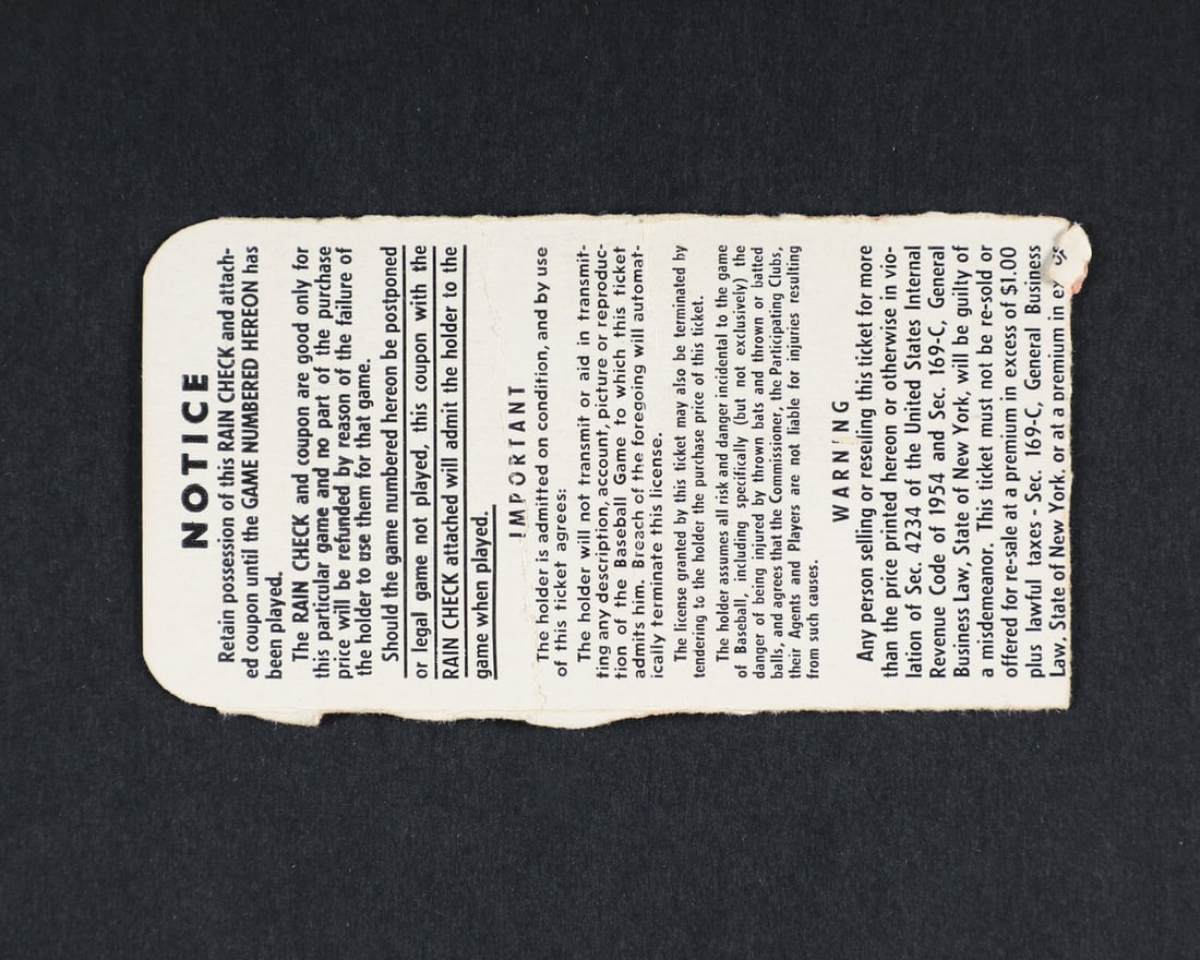 1951 World Series Game 3 (2) and 1956 World Series Game 4 (1) Ticket Stubs - 7