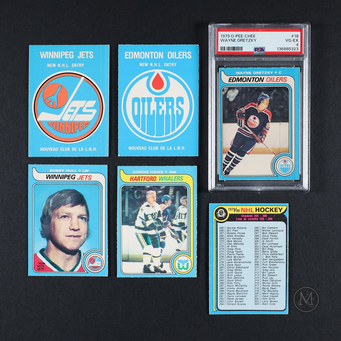 1979-1980 O-Pee-Chee #18 Wayne Gretzky (PSA 4 VG-EX) w/ Complete Set: The 1979-1980 O-Pee-Chee Wayne Gretzky Rookie Card is one of the most iconic and highly sought-after cards in hockey history. Featuring "The Great One" in his Edmonton Oilers uniform, this card marks 