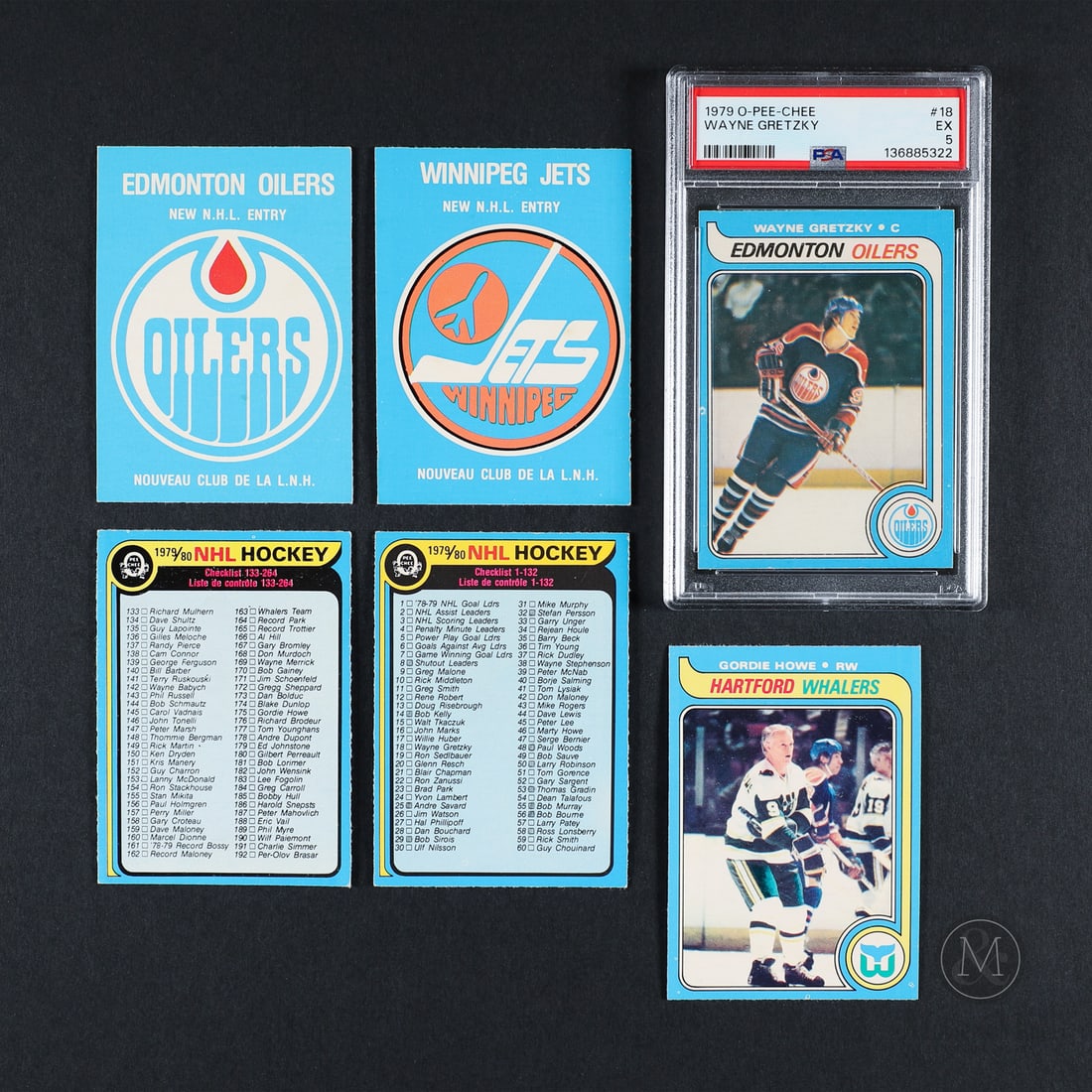 1979-1980 O-Pee-Chee #18 Wayne Gretzky (PSA 5 EX) w/ Complete Set: The 1979-1980 O-Pee-Chee Wayne Gretzky Rookie Card is one of the most iconic and highly sought-after cards in hockey history. Featuring "The Great One" in his Edmonton Oilers uniform, this card marks