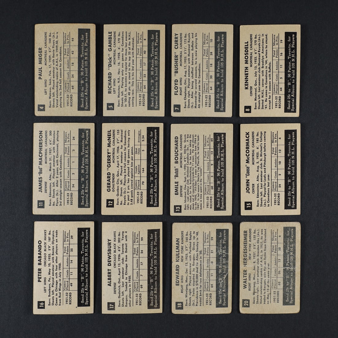 1952-1953 Parkhurst Partial Set (59/105) w/ 14 Extras - 4