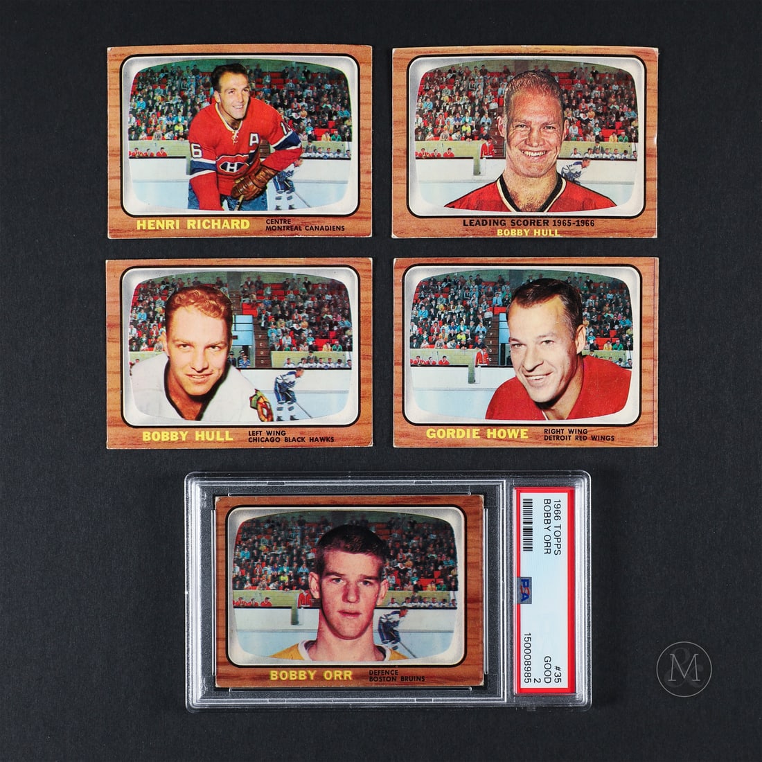 1966-1967 Topps Partial Set (125/132) w/ Orr: The 1966-1967 Topps partial set offered here includes 125/132 cards in the set, including card #35 Bobby Orr, which was recently graded a 2 by PSA. The cards missing in the set are #15, 16, 66 (checkl