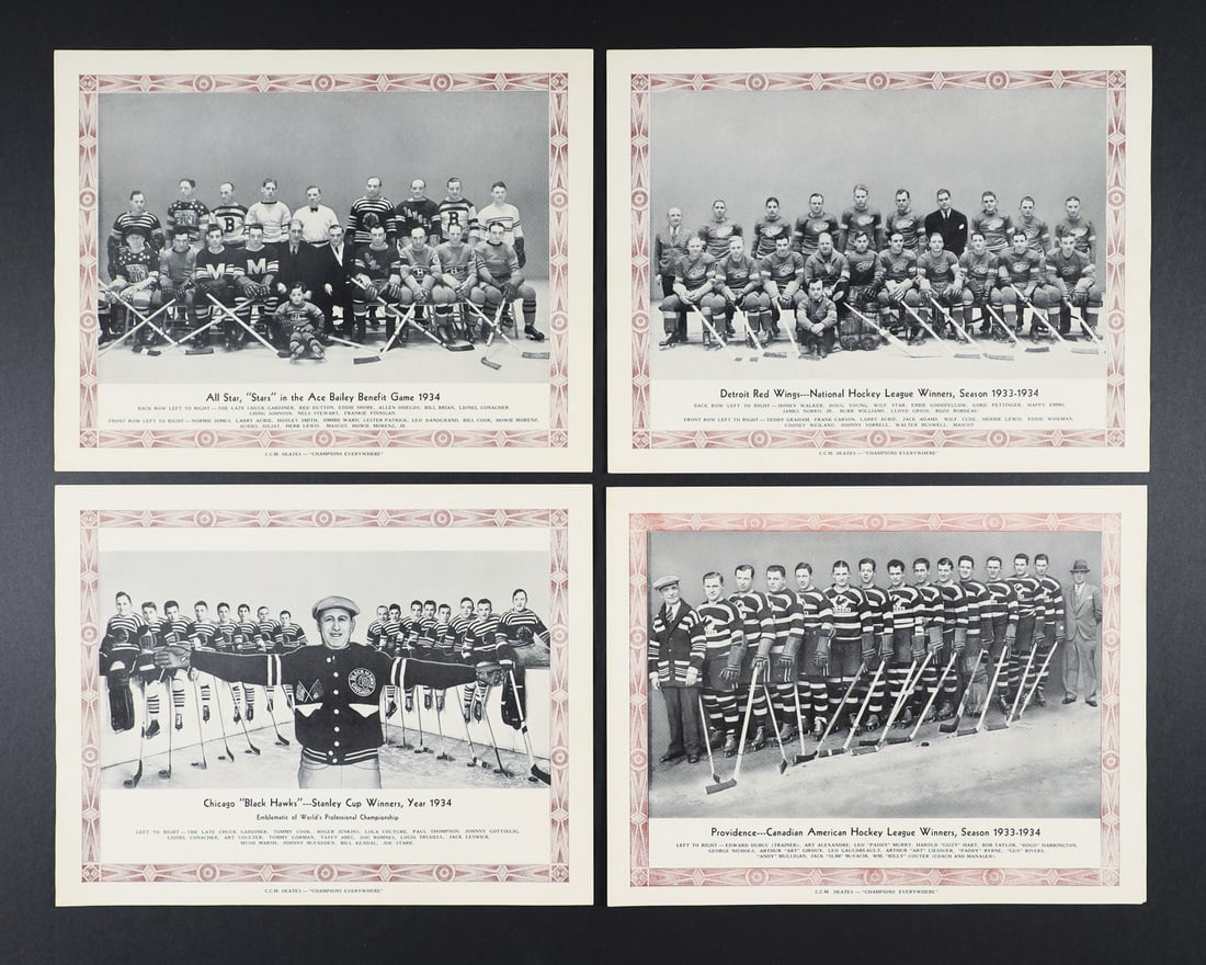 1933-1936 CCM Complete Grey, Blue, Brown, and Green Border Picture Sets - 6