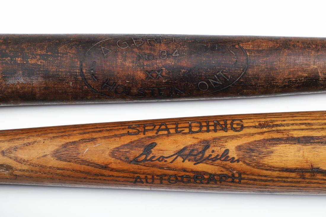 Early Baseball Mitts and Bats (12) - 18