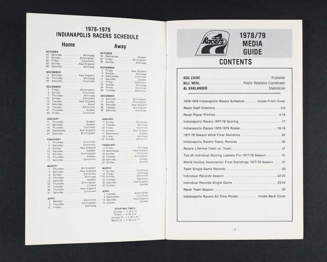 1978-1979 Indianapolis Racers Media Guide - 5