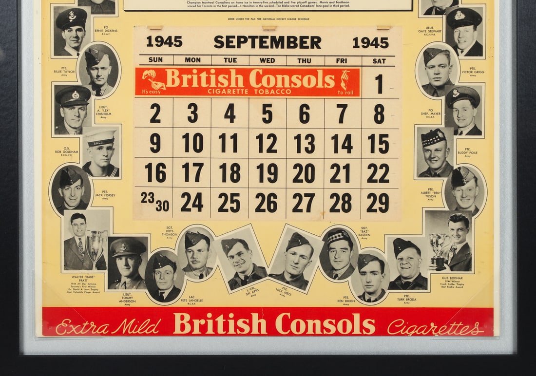 1945 Toronto Maple Leafs Calendar Page - 3