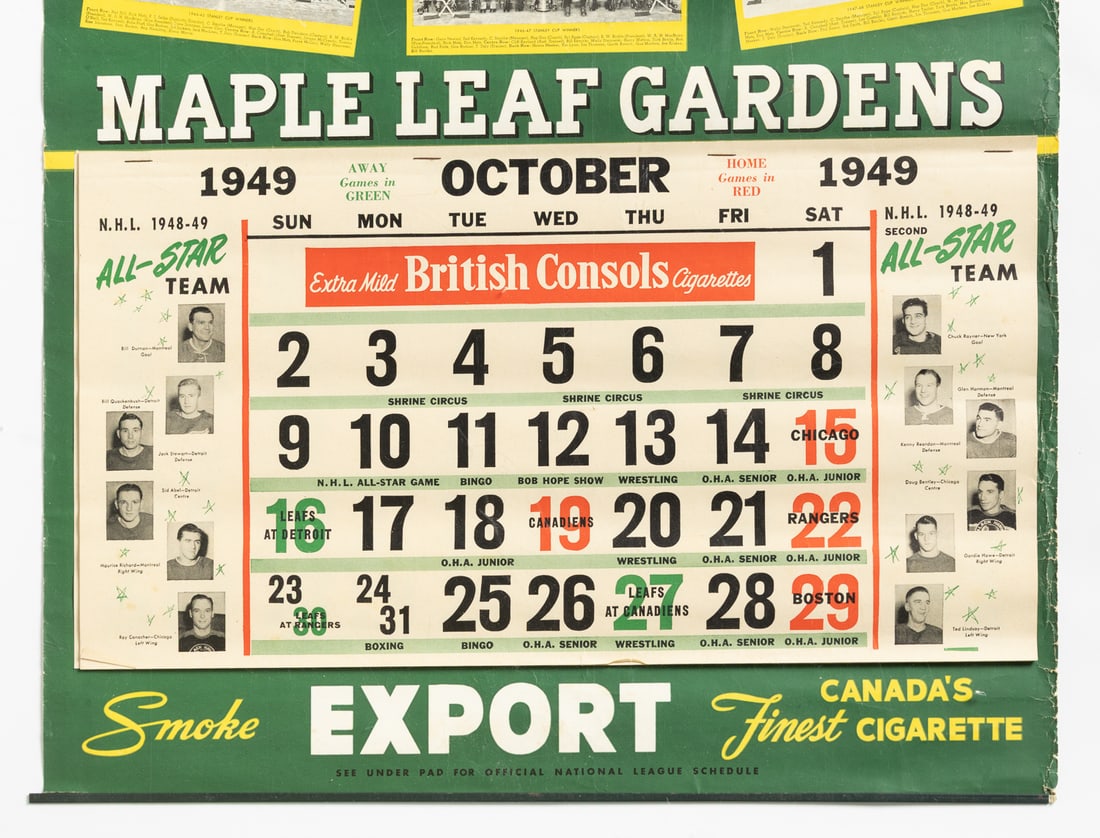 1944-1950 Forum and Gardens Hockey Calendars (4) - 9
