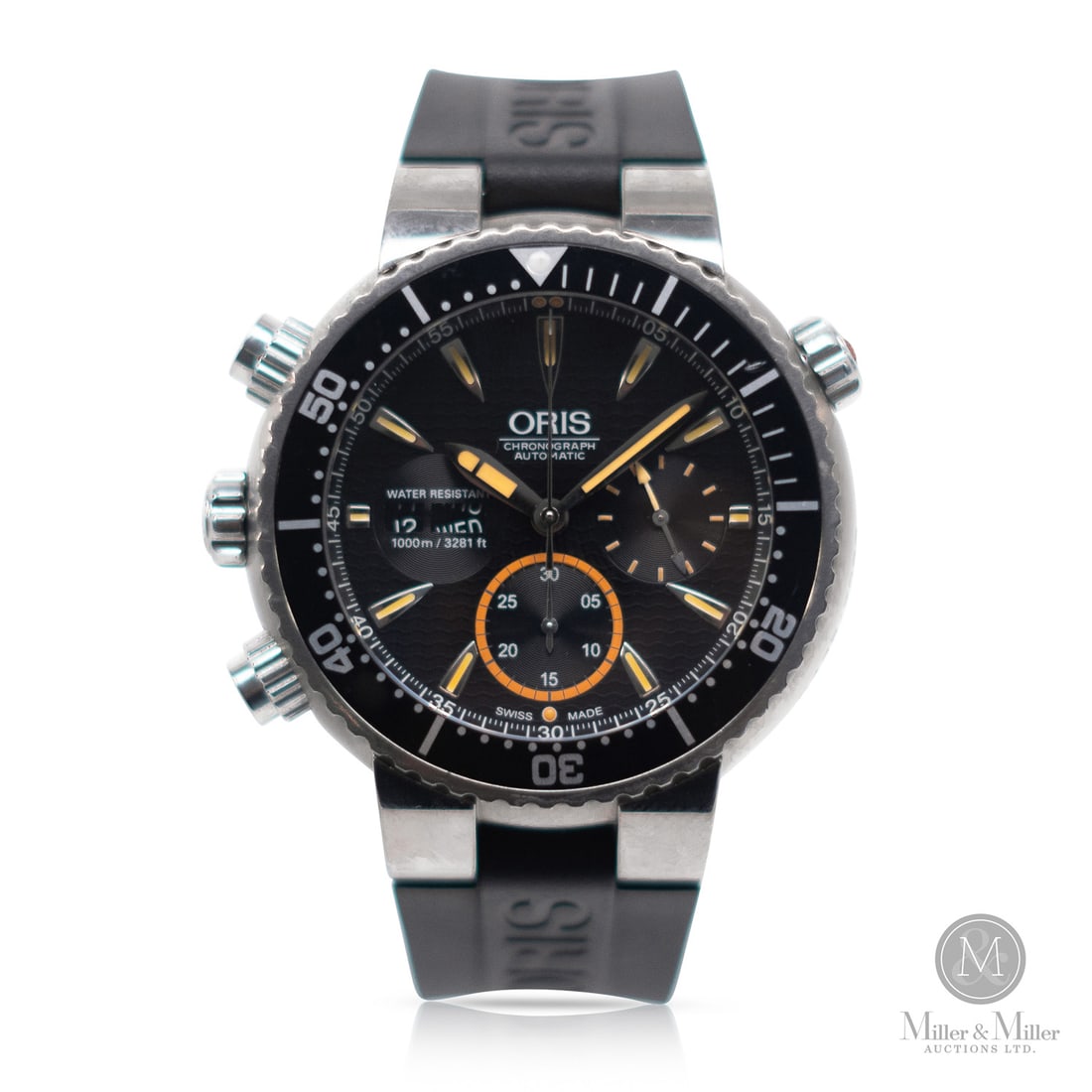 Oris, Ref. 7598 LE 438/3000 Carlos Coste Diver: Swiss. Titanium. This 2007 Oris Carlos Coste Limited Edition Chronograph was designed in collaboration with the world-champion freediver, specifically engineered to withstand extreme depths of 1000m (