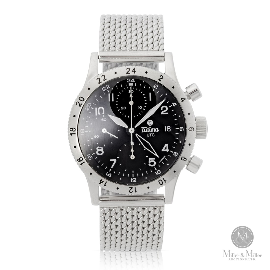 Tutima, Ref. FX UTC 740 Chronograph: German. Stainless steel. Founded in 1927 in Glashutte, Germany, Tutima has a storied reputation for producing pilot's watches and professional chronographs. This Chronograph FX UTC (Ref. 740) is a hig