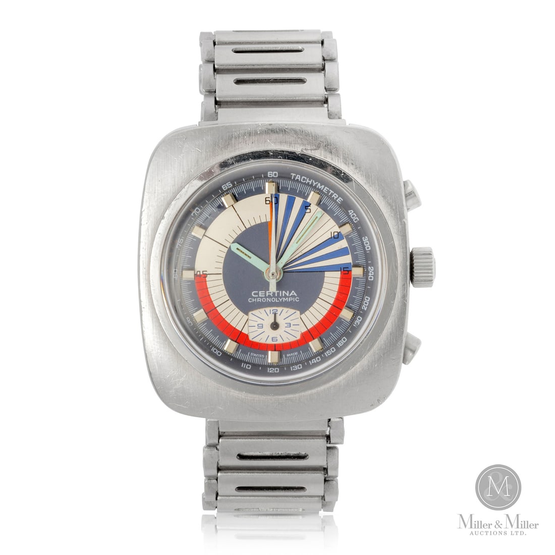 Certina, Ref. 8701.504 Chronolympic Regatta Timer: Swiss with German bracelet. Stainless steel. This rare Certina Chronolympic Regatta Timer (Ref. 8701.504), manufactured circa 1971, was produced as a specialized technical instrument for the 1972 Muni