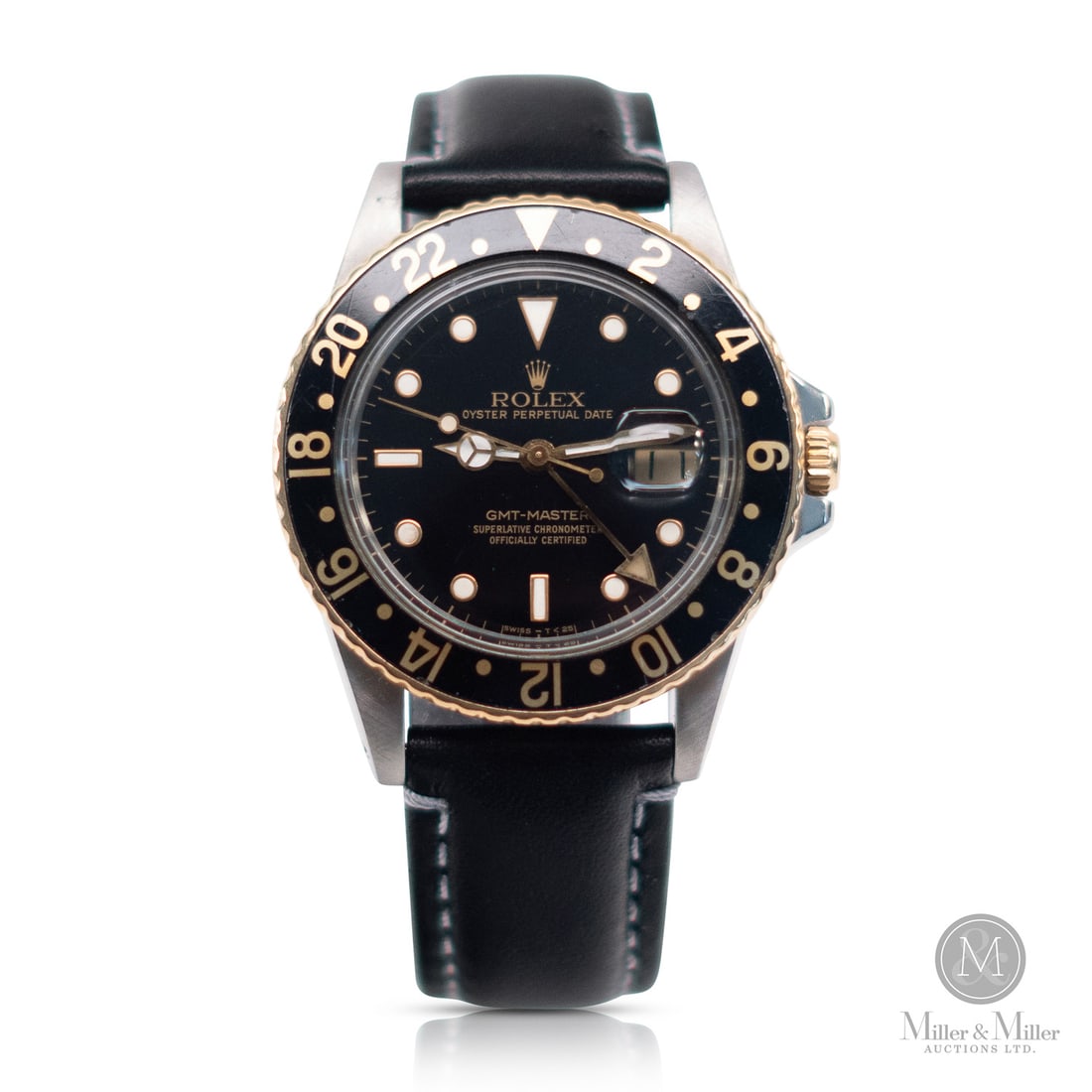 Rolex, Ref. 16750 GMT-Master: Swiss. Stainless steel. 18K gold bezel and crown. This Rolex GMT-Master Ref. 16750 blends the resilience of stainless steel with the prestige of an 18k yellow gold bezel and crown. The two-tone "Roles