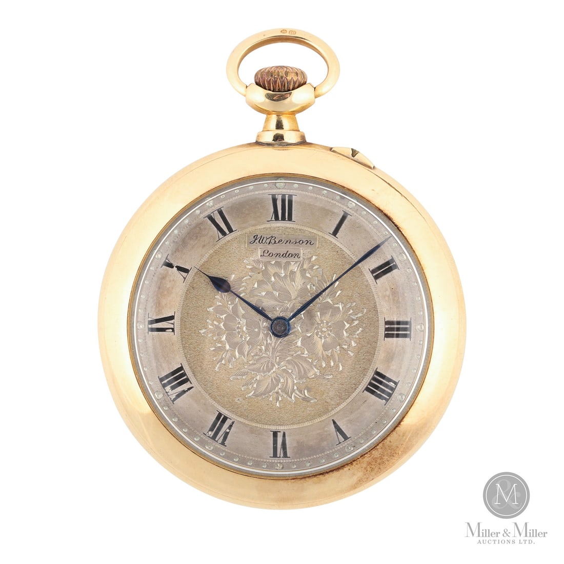 J.W. Benson, London 18K Pocket Watch: British. 18K yellow gold. This exquisite 18K yellow gold pocket watch was manufactured by J.W. Benson, one of London’s most prestigious clockmakers and jewelers of the Victorian and Edwardian eras.