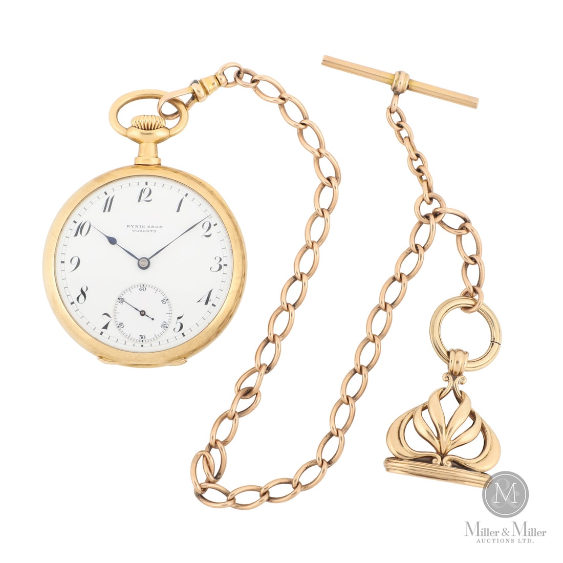 Patek Philippe for Ryrie Bros., Toronto 18K: Swiss. 18K yellow gold. This 18k yellow gold pocket watch is a high-level rarity, featuring the prestigious name of the legendary Toronto retailer Ryrie Bros. on the dial, often called the "Tiffany’