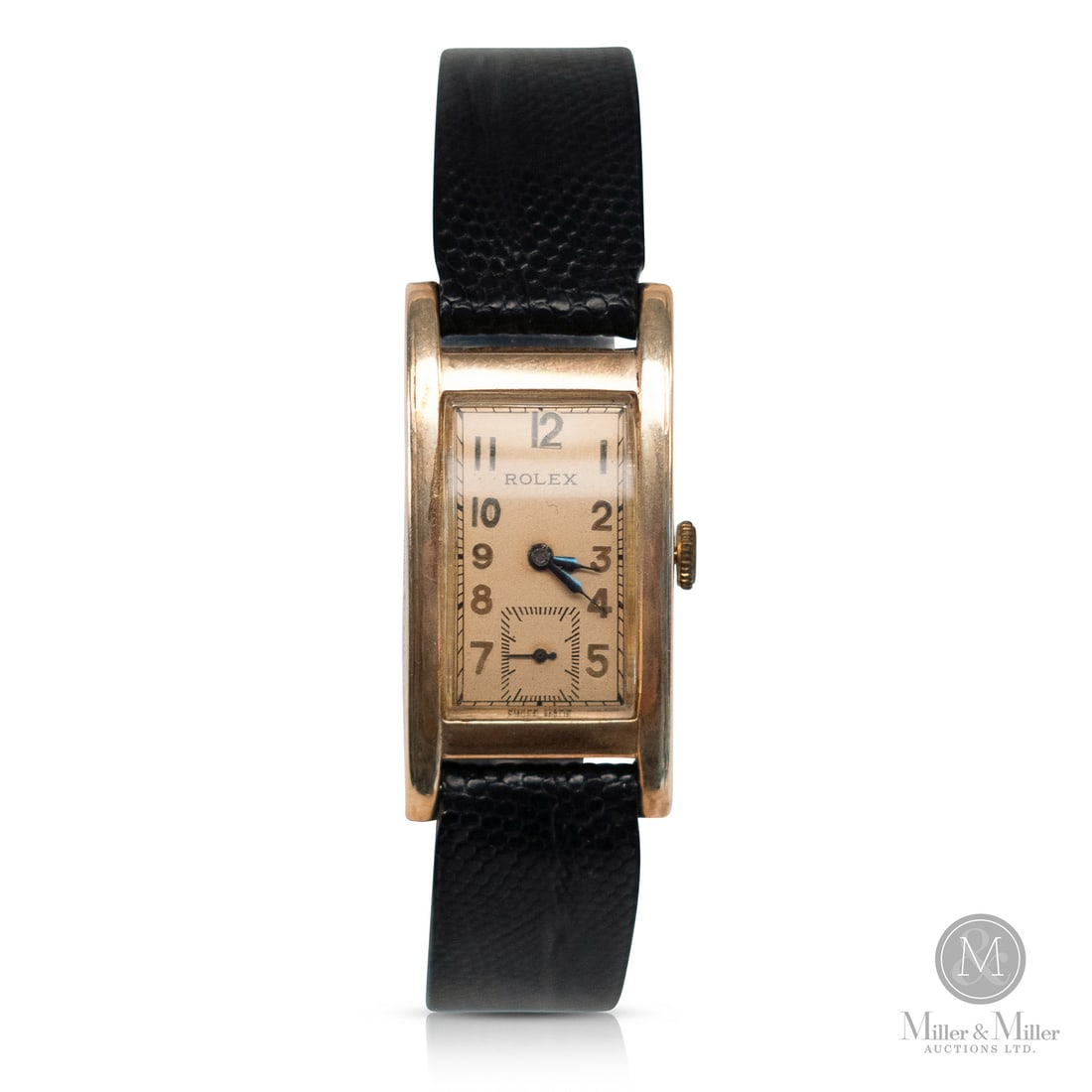 Rolex, Rectangular Doctor's Watch: Swiss. Gold-filled. This Rolex "Doctor's Watch" is a rare and elegant artifact from the golden age of Art Deco design, dating from the late 1920s to the 1940s. The rectangular gold filled case houses