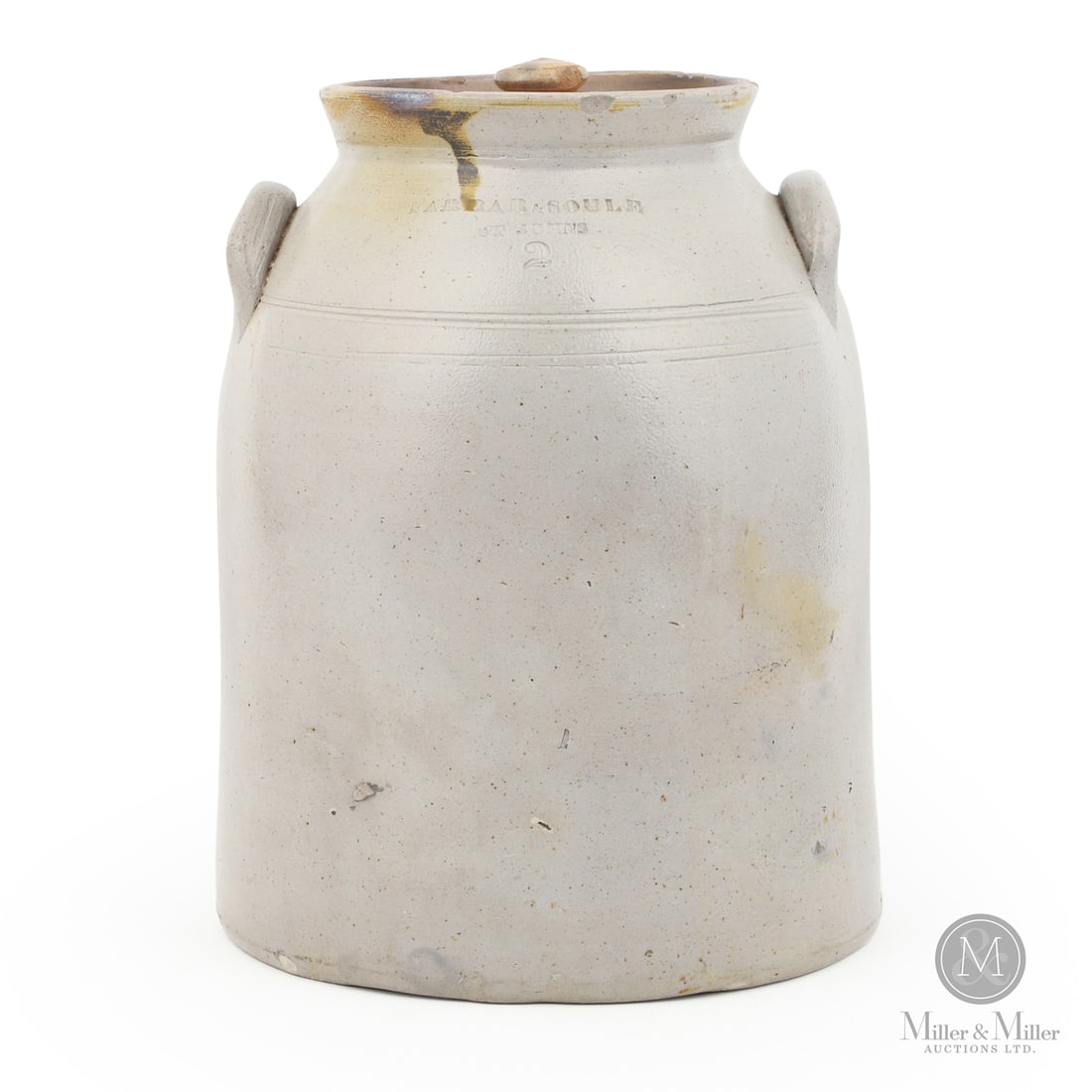Farrar & Soule, St. Johns (Canada East), 2 Gal Cream Crock: Size 11 1/4" x 8 1/2" (diameter of base). Medium Stoneware.