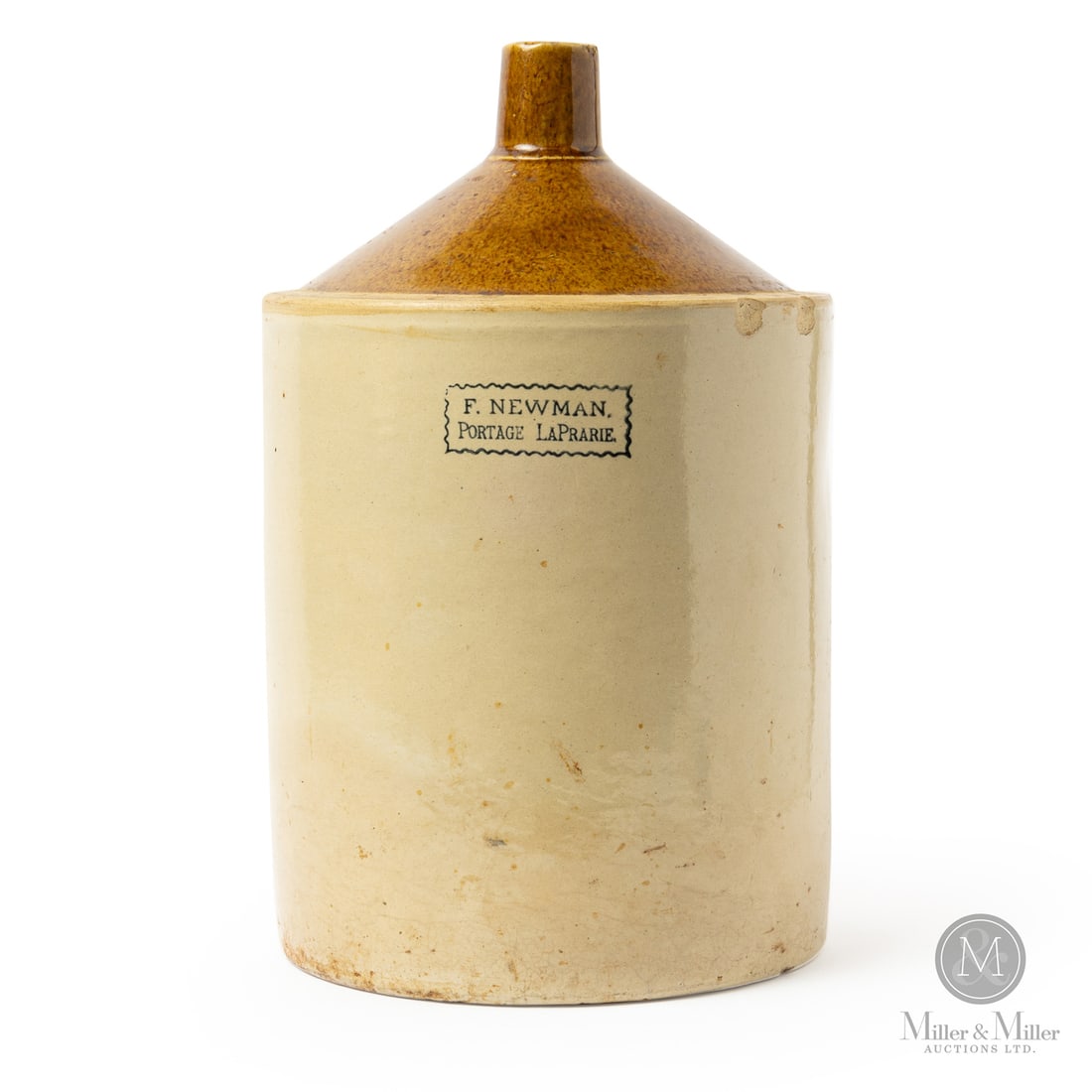 Newman, Portage la Prarie 2 Gal Jug: Size 15" x 9" dia. Medium Stoneware.