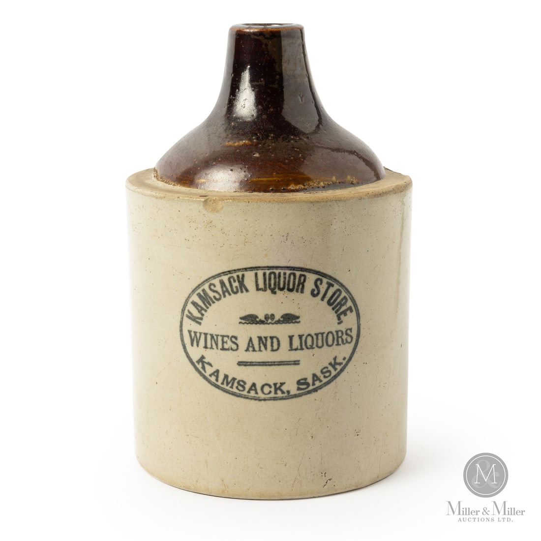 Kamsack Liquor Store SK, 1 Gal Jug: Size 9.5" x 6" dia. Medium Stoneware.