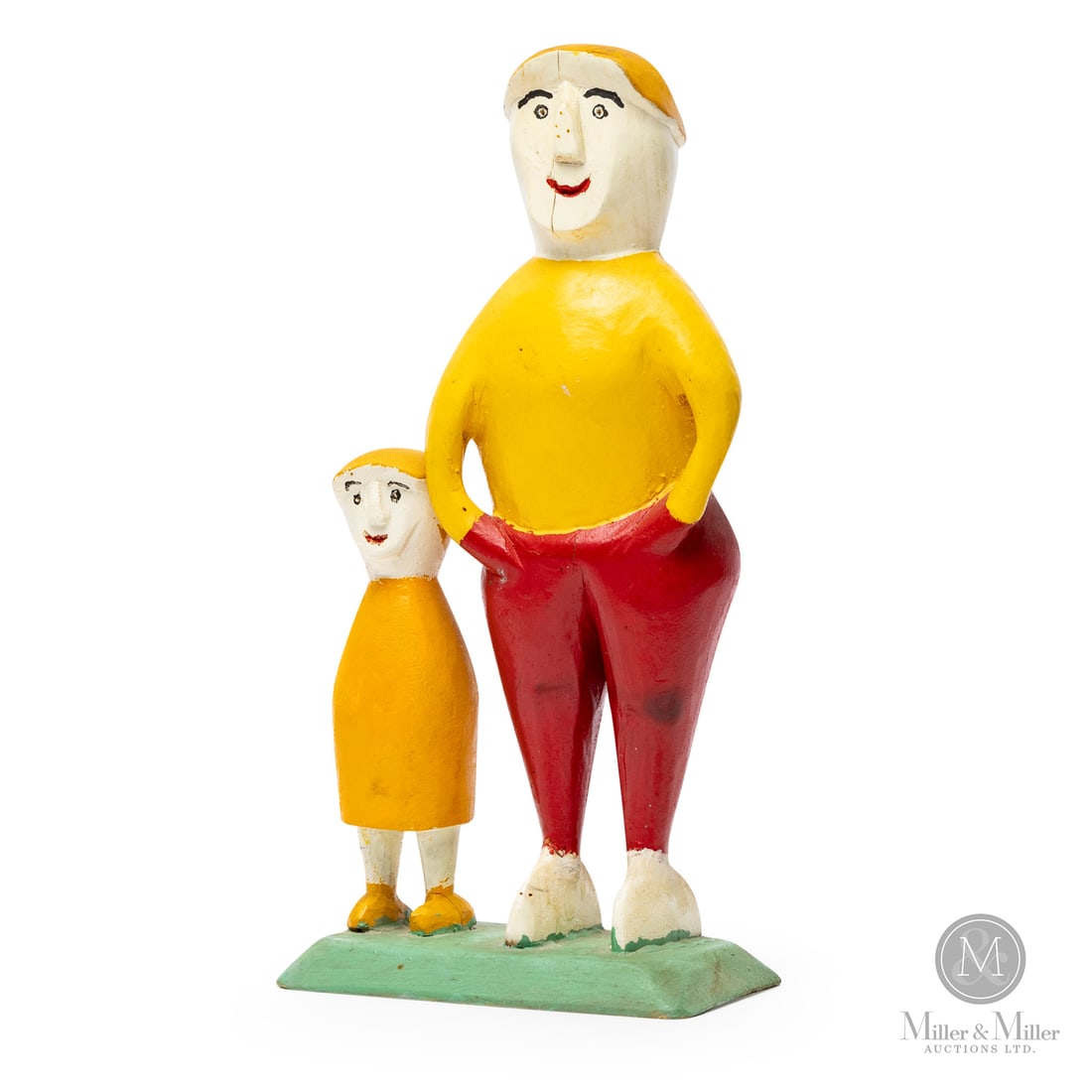 Charlie Tanner Woman with Child: Eagle Head, Nova Scotia. 1980. Painted wood. With this carving of a woman and child, Charlie Tanner strays from his typical style and attempts, with considerable success, to have full arms and at leas