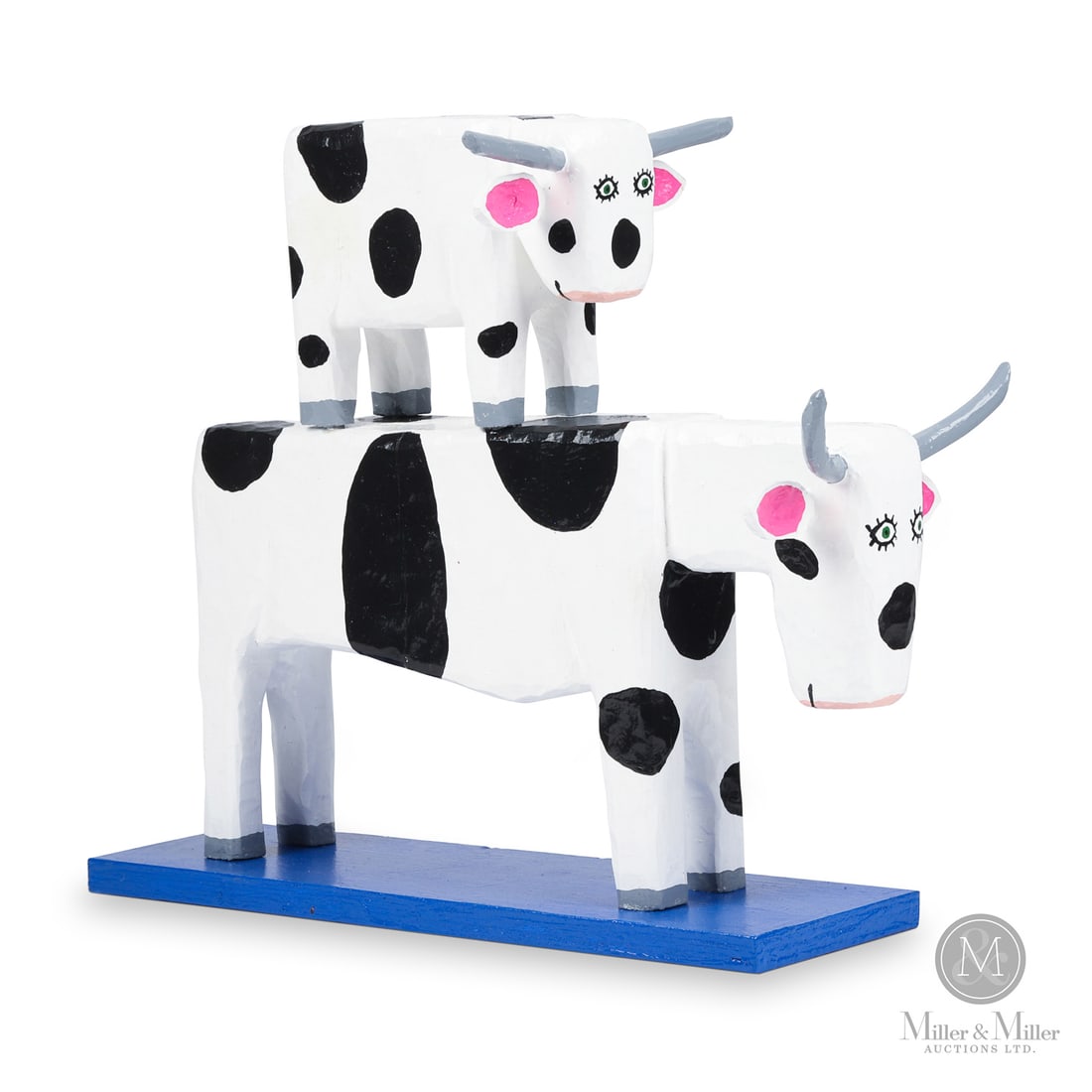 Barry Colpitts Cow on a Cow: East Ship Harbour, Nova Scotia. C. 2000. Painted wood. The work of contemporary folk artist Barry Colpitts shows imagination, strong use of colour and humour. His carvings are unmistakable, painted in
