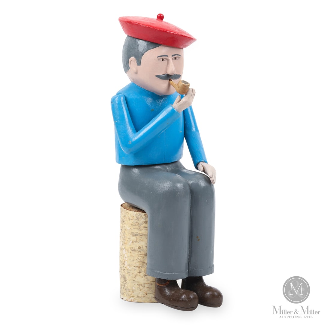 Phyllis Cosman Man in Beret: Avonport, Nova Scotia. 1990. Painted wood. Simple yet compelling, Phyllis Cosman finished her carvings with bold, cheerful colours as is the case with this carving in rich reds and blues. The subject 