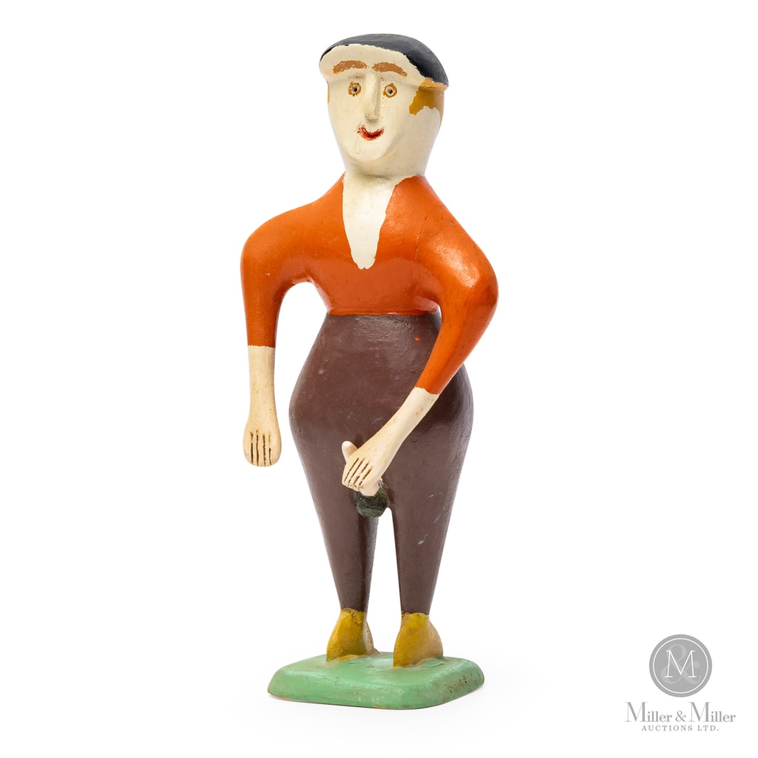 Charlie Tanner Anatomically Correct "Peckerman": Eagle Head, Nova Scotia. 1981. Painted wood. Perhaps Charlie Tanner was trying to shock observers when he made this anatomically correct carving of a human male. Carved with full arms and painted, A