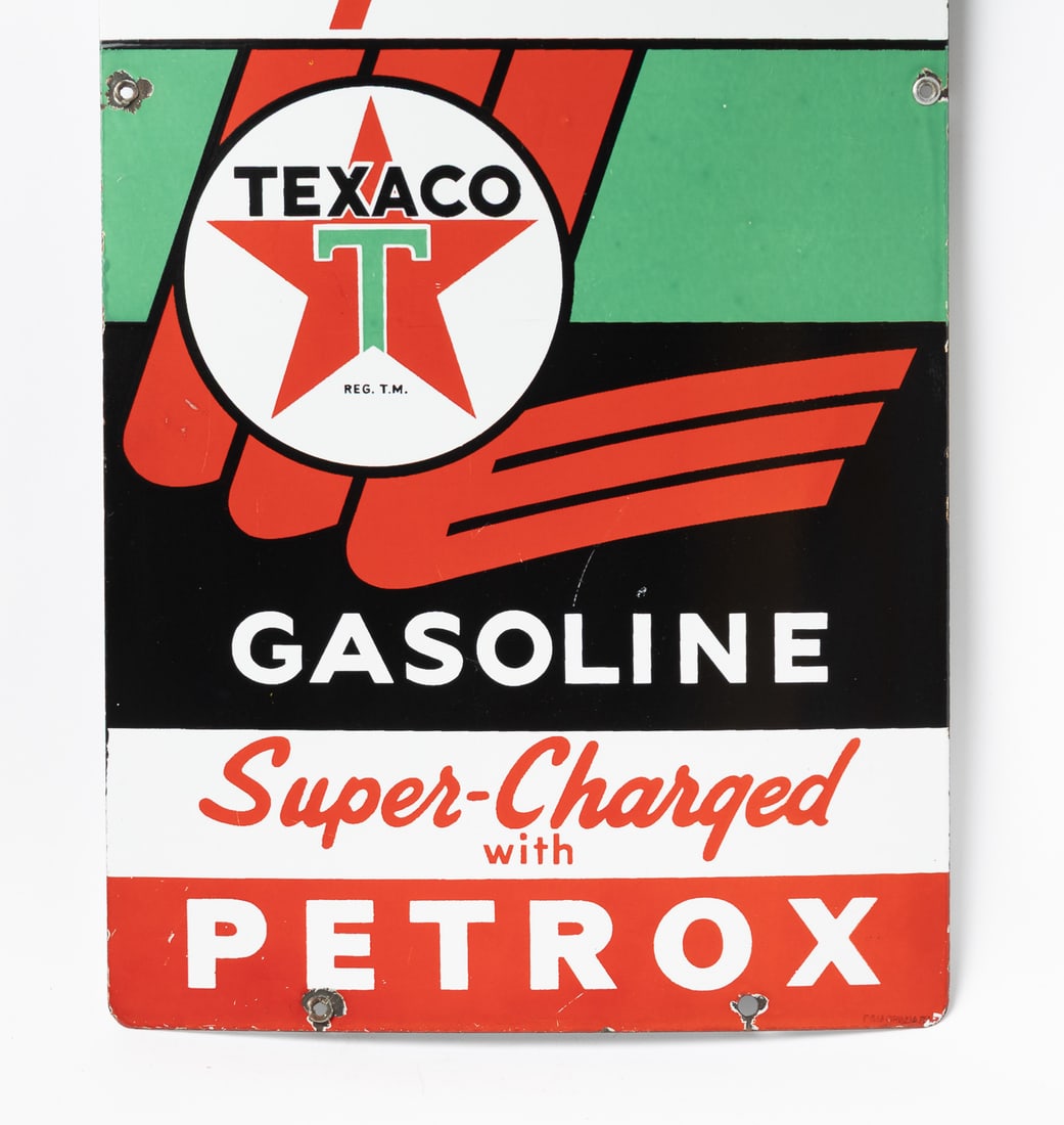 Texaco Sky Chief "Super-Charged With Petrox" Pump Sign - 4