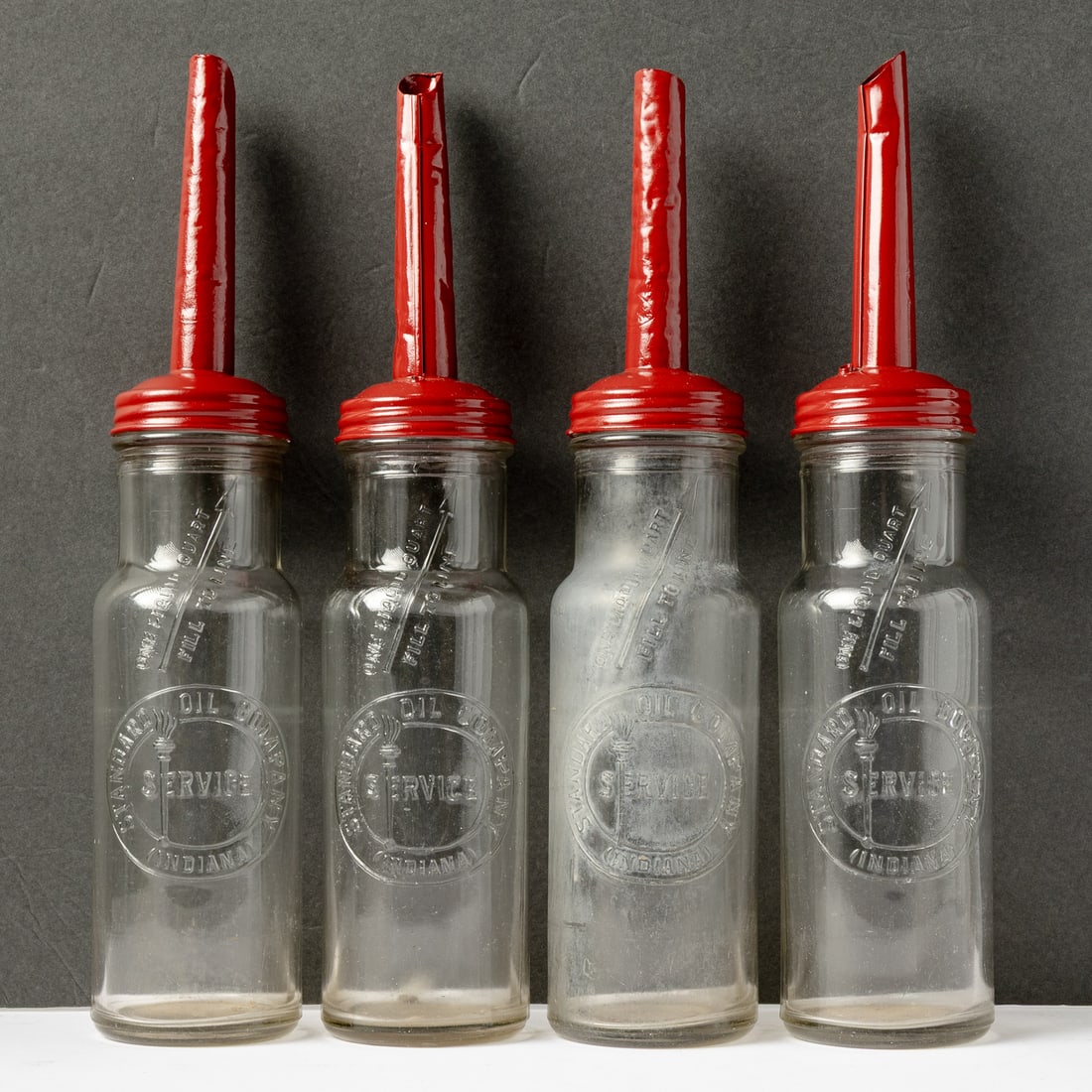 Standard Oil Quart Bottles in 8-Bottle Wire Carrier - 7