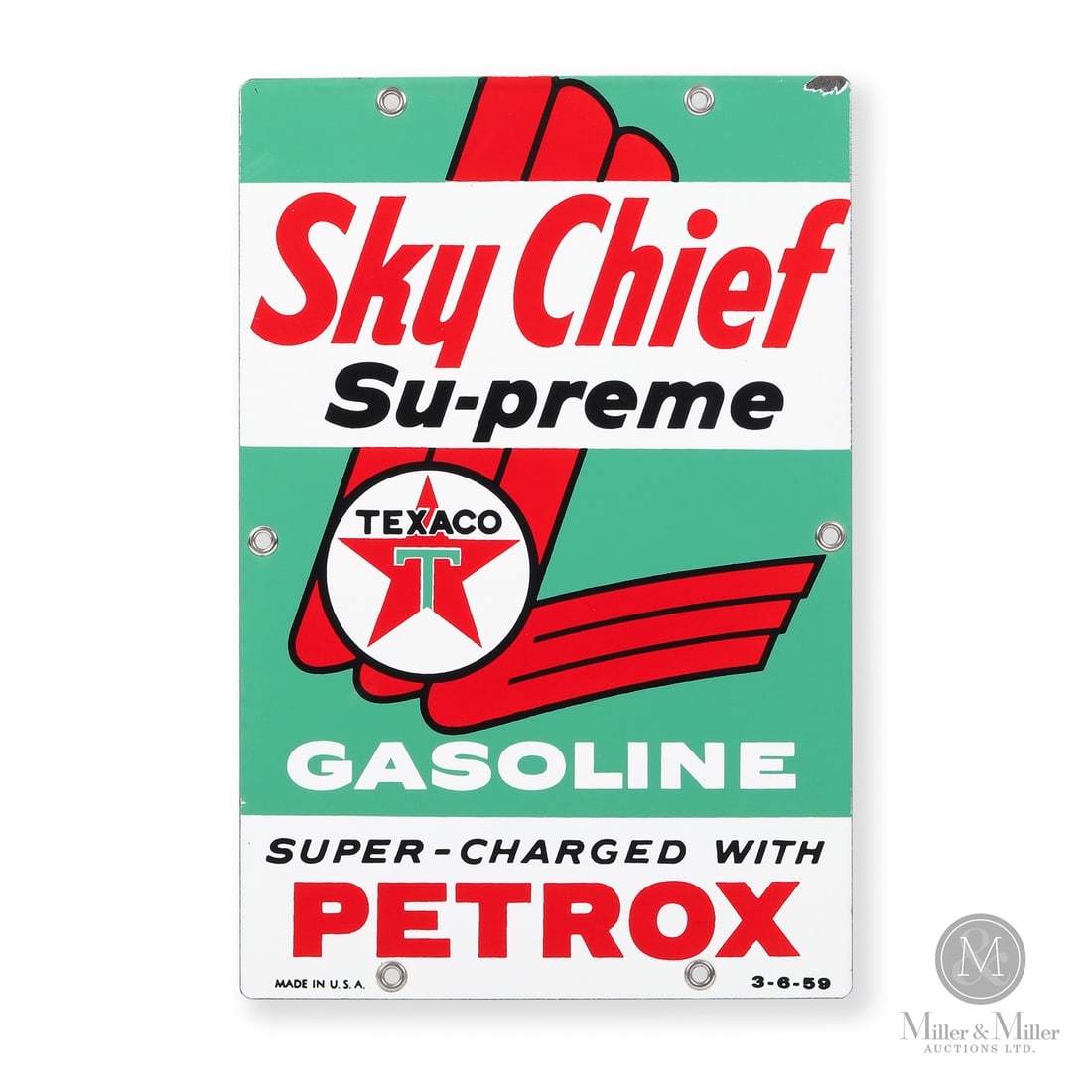 Texaco Sky Chief Su-preme Gasoline Pump Plate Sign (1 of 5)