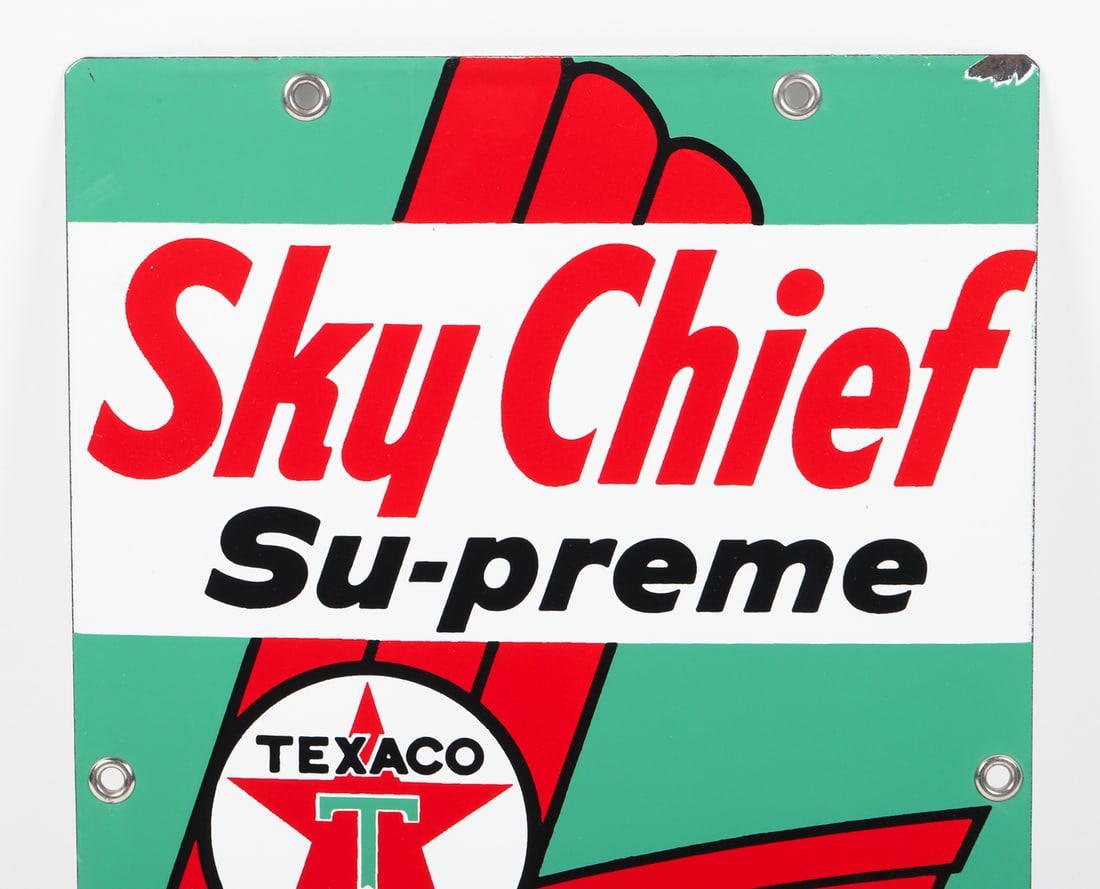 Texaco Sky Chief Su-preme Gasoline Pump Plate Sign - 2