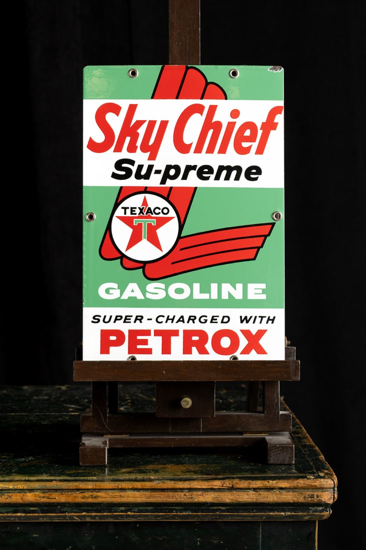 Texaco Sky Chief Su-preme Gasoline Pump Plate Sign - 5