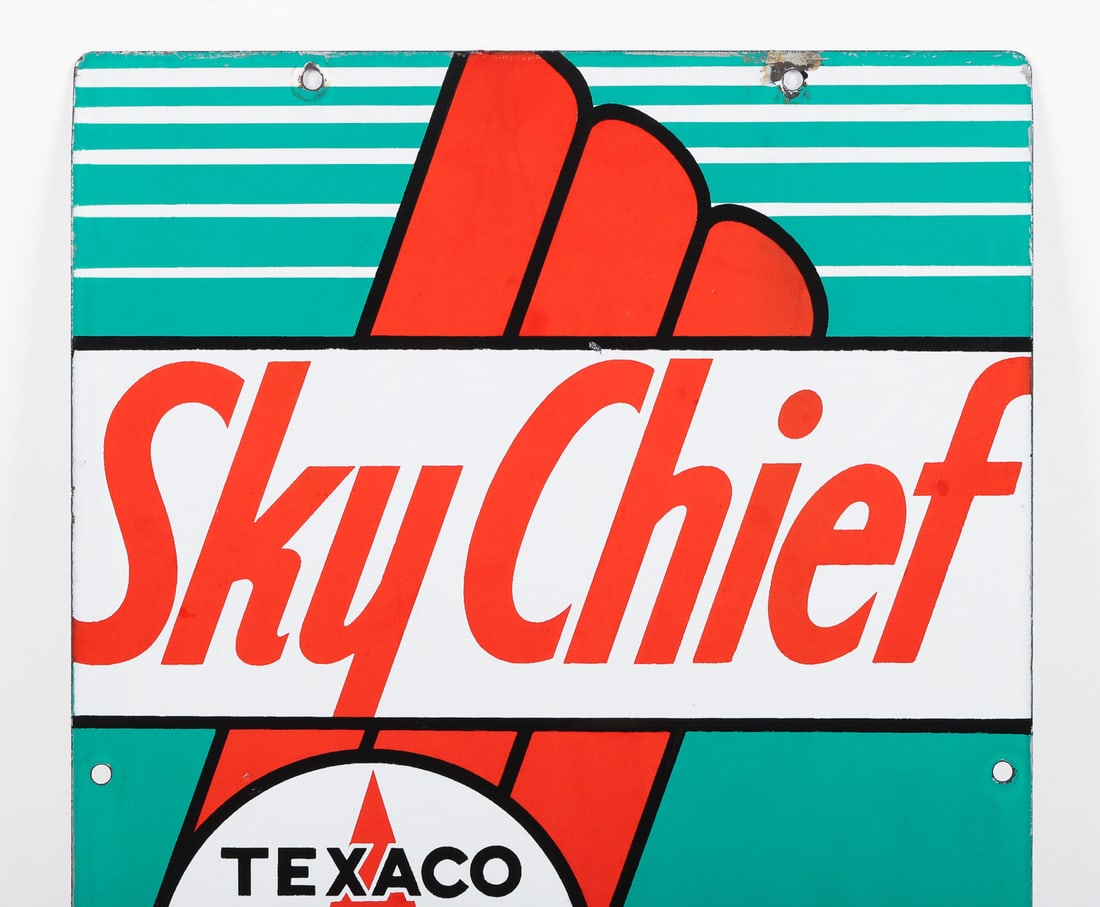 Texaco Sky Chief Gasoline Pump Plate Sign - 2