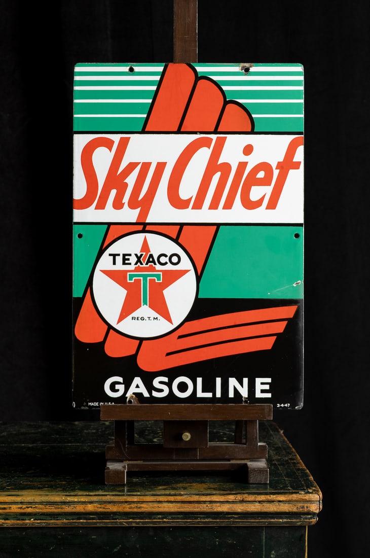 Texaco Sky Chief Gasoline Pump Plate Sign - 7