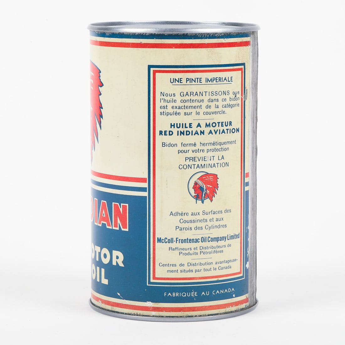 Red Indian Aviation Motor Oil Imperial Quart Can - 3