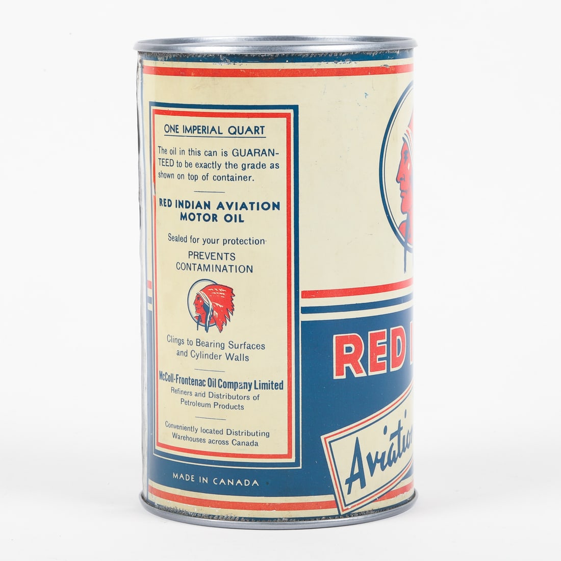 Red Indian Aviation Motor Oil Imperial Quart Can - 5