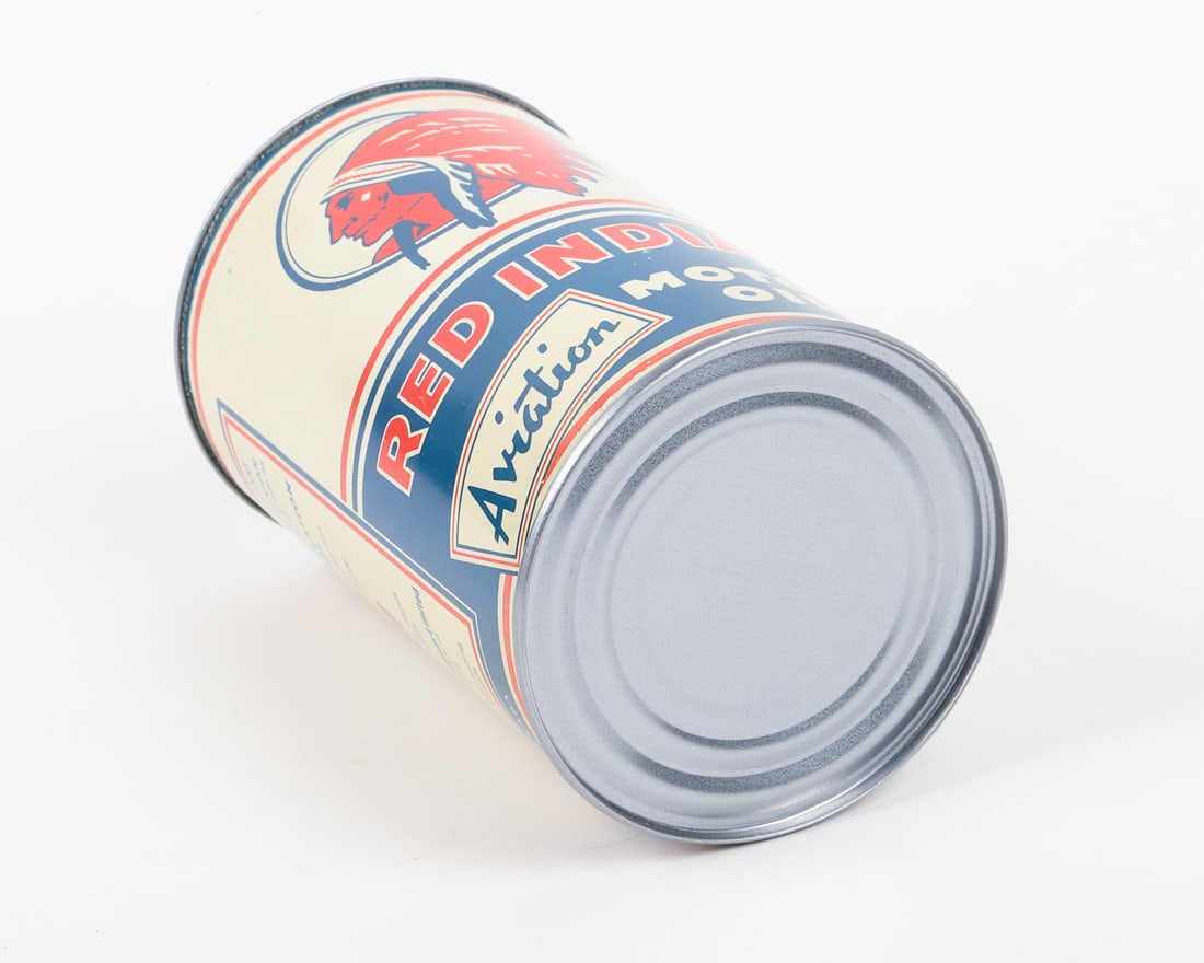 Red Indian Aviation Motor Oil Imperial Quart Can - 8