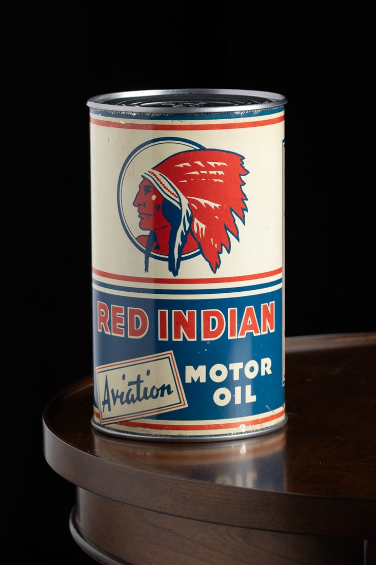 Red Indian Aviation Motor Oil Imperial Quart Can - 9