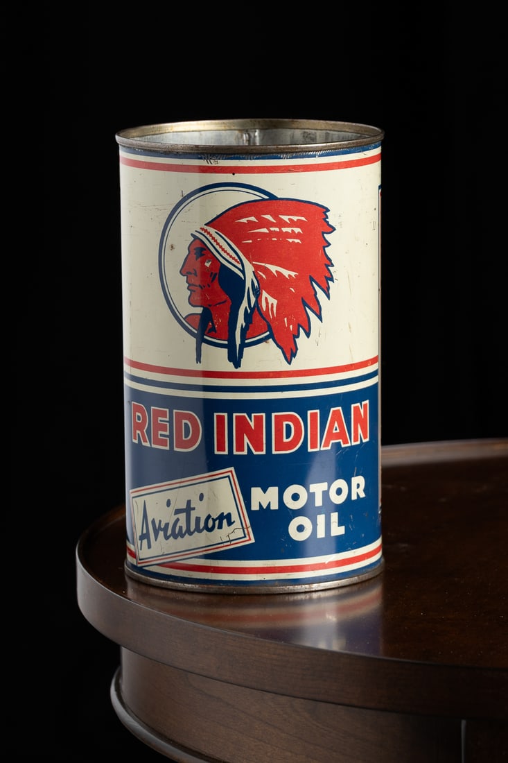 Red Indian Aviation Motor Oil Imperial Quart Can - 9