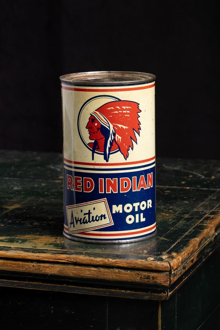Red Indian Aviation Motor Oil Imperial Quart Can - 2